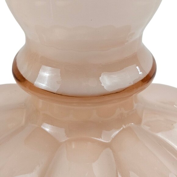 Vintage Fenton Art Glass Dusty Rose Pink Melon Vase Double Crimped Ruffle - Picture 7 of 9